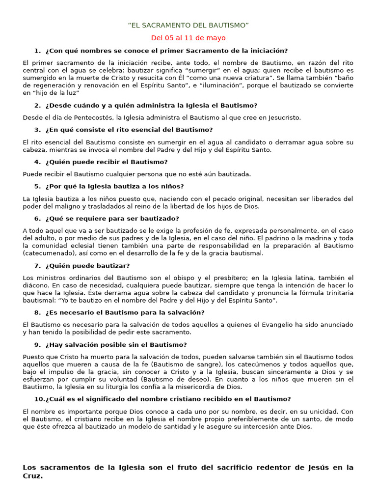 Significado y Rito del Bautismo | PDF | Bautismo | Sacramentos