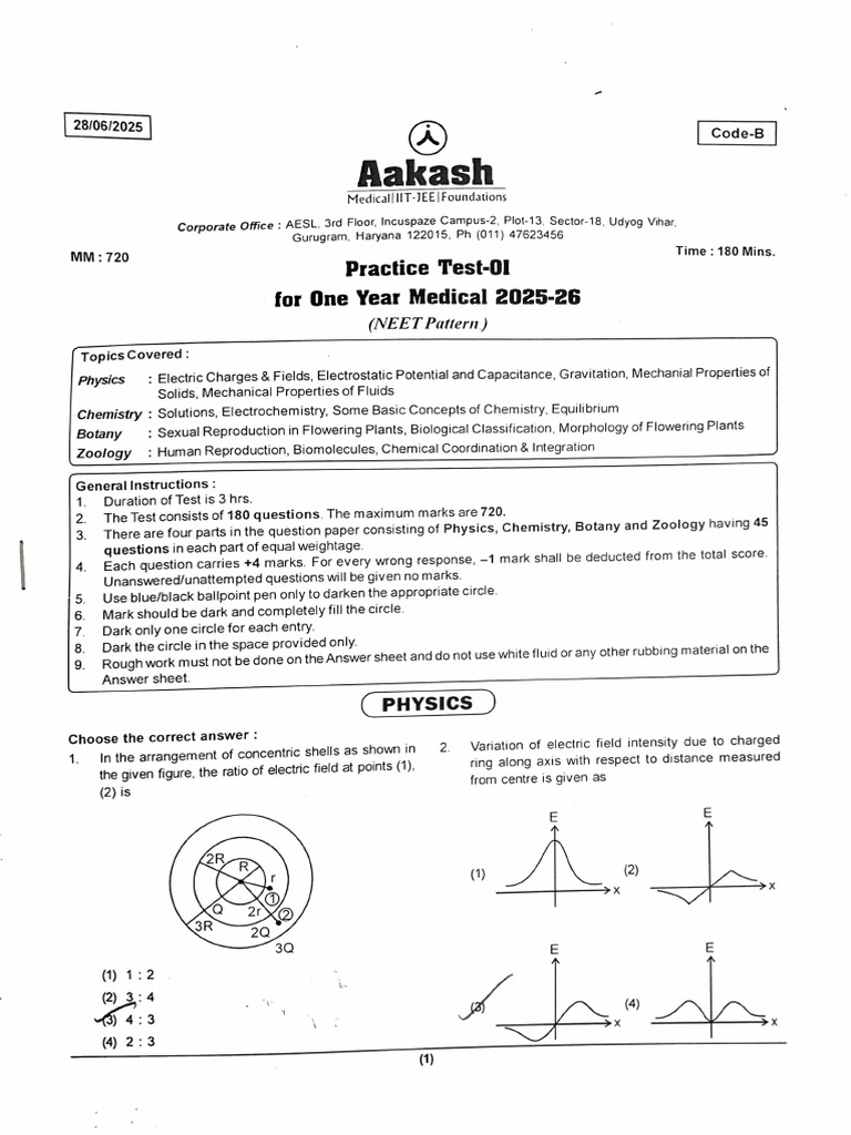 Practice Test 1 Code - B | PDF