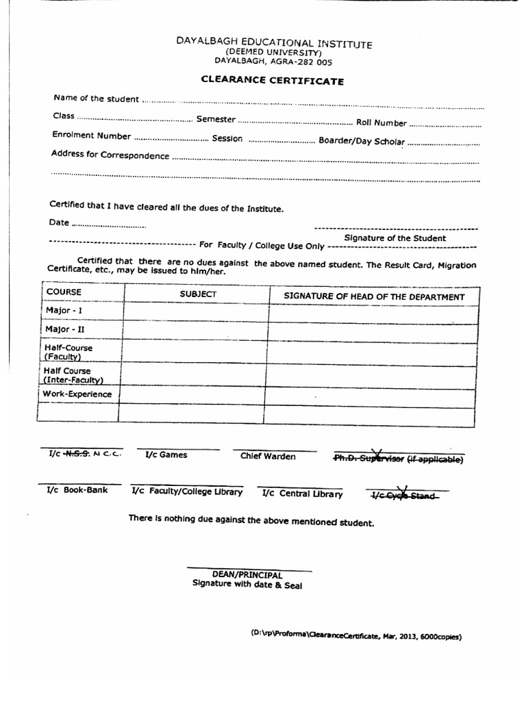 Clearance Form | PDF