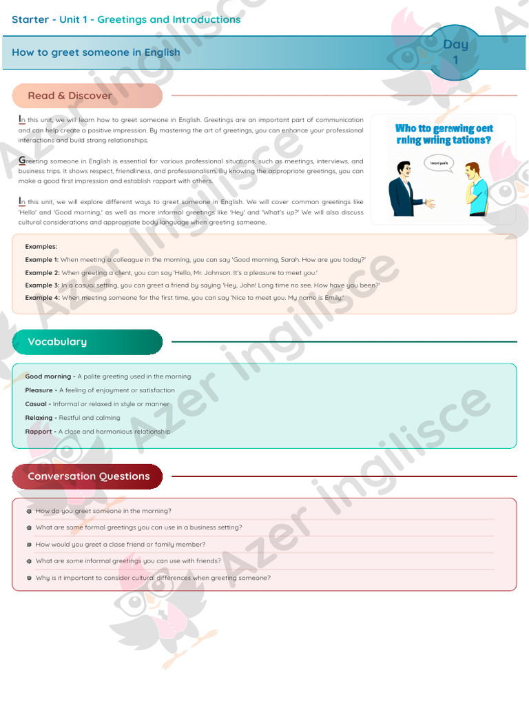 English Greetings and Introductions Guide | PDF