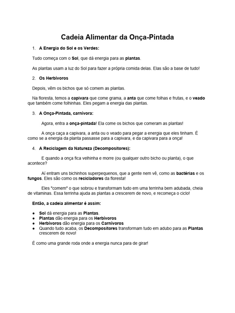 Cadeia Alimentar da Onça-Pintada | PDF