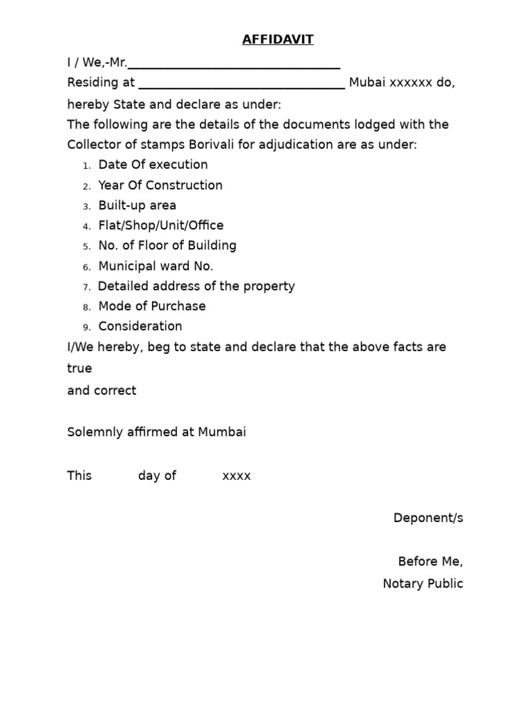 Affidavit Format | PDF