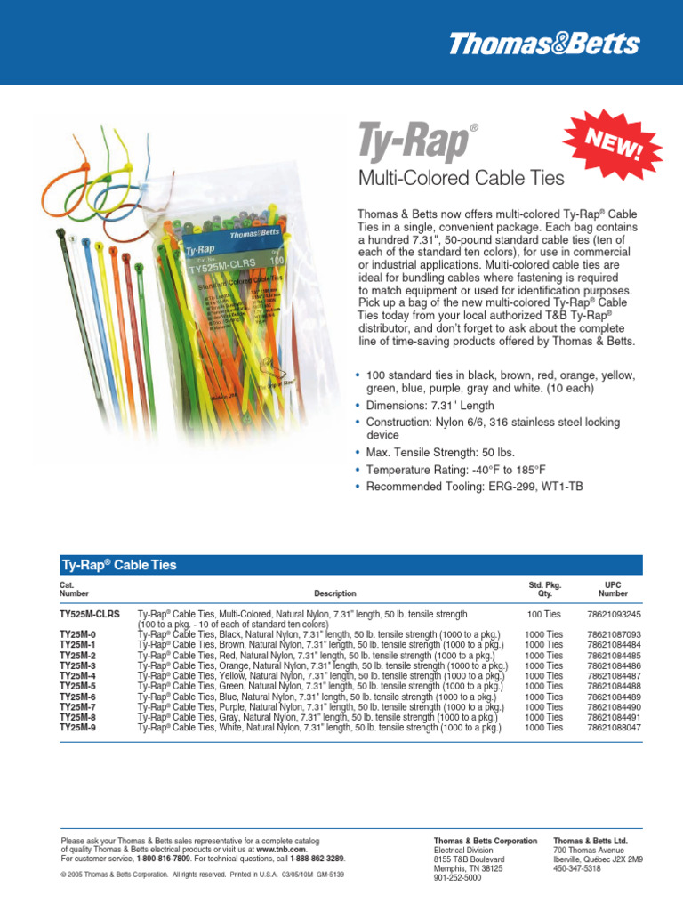 Ty-Rap Multi-Colored Cable Ties GM-5139 | PDF | Manufactured Goods