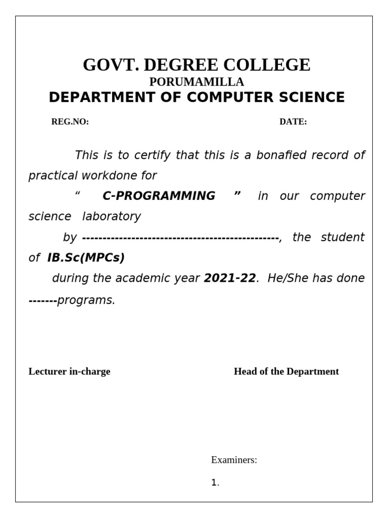 C-Programming Practical Certification | PDF