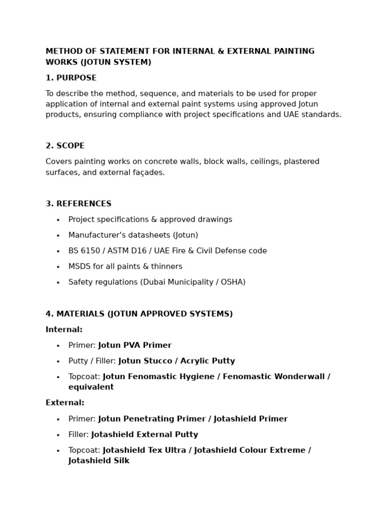 Jotun Painting Method Statement | PDF | Paint | Personal Protective ...