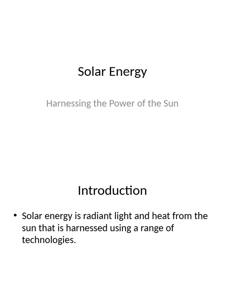 Solar Energy: A Sustainable Future | PDF