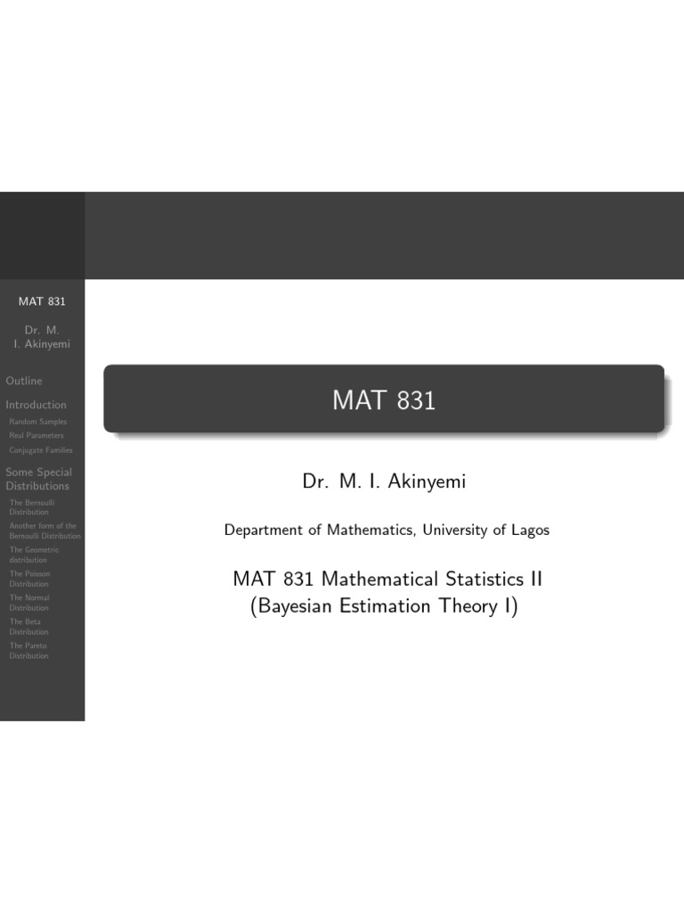 Ba Yes I An Estimation Theory I | PDF | Probability Distribution | Bias ...