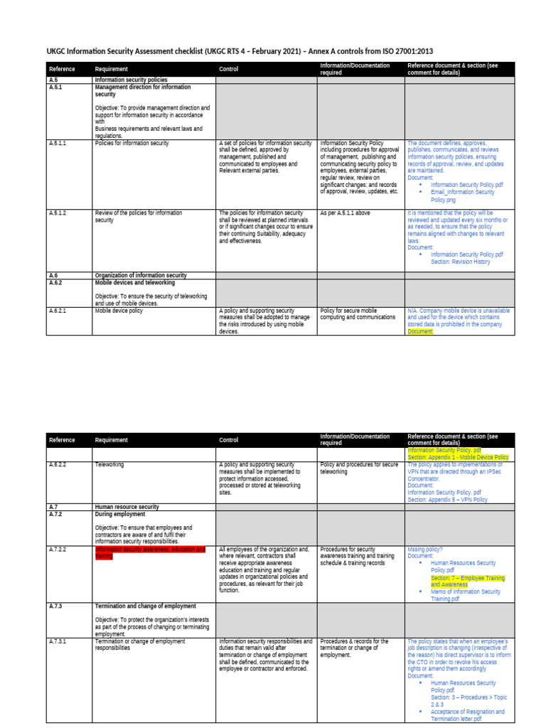 UKGC Security Audit Checklist 2021 | PDF | Information Security ...