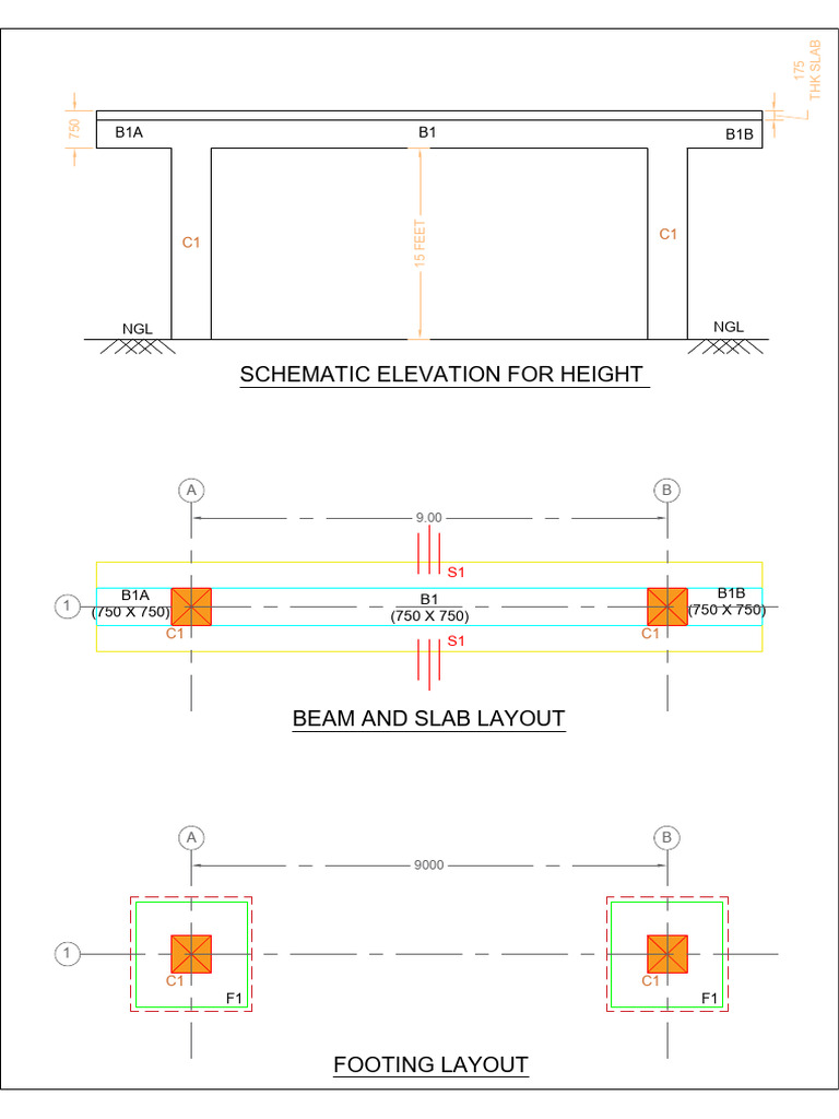 Beam and Slab Layout Schematic | PDF