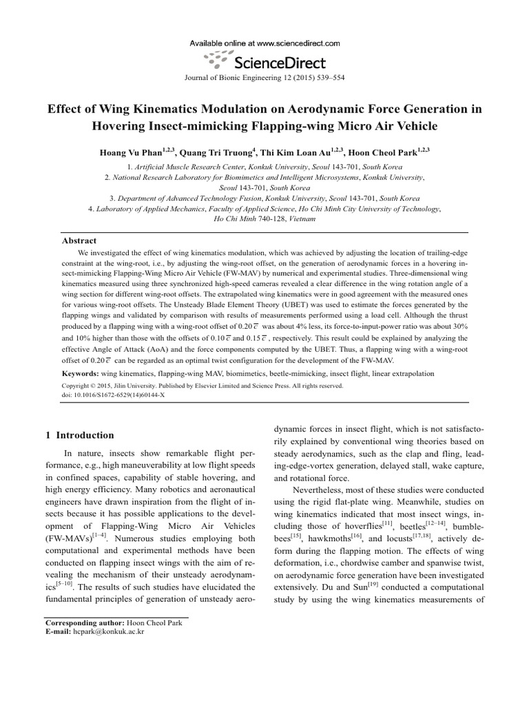 Wing Kinematics Impact on Flapping MAV | PDF | Flap (Aeronautics) | Flight