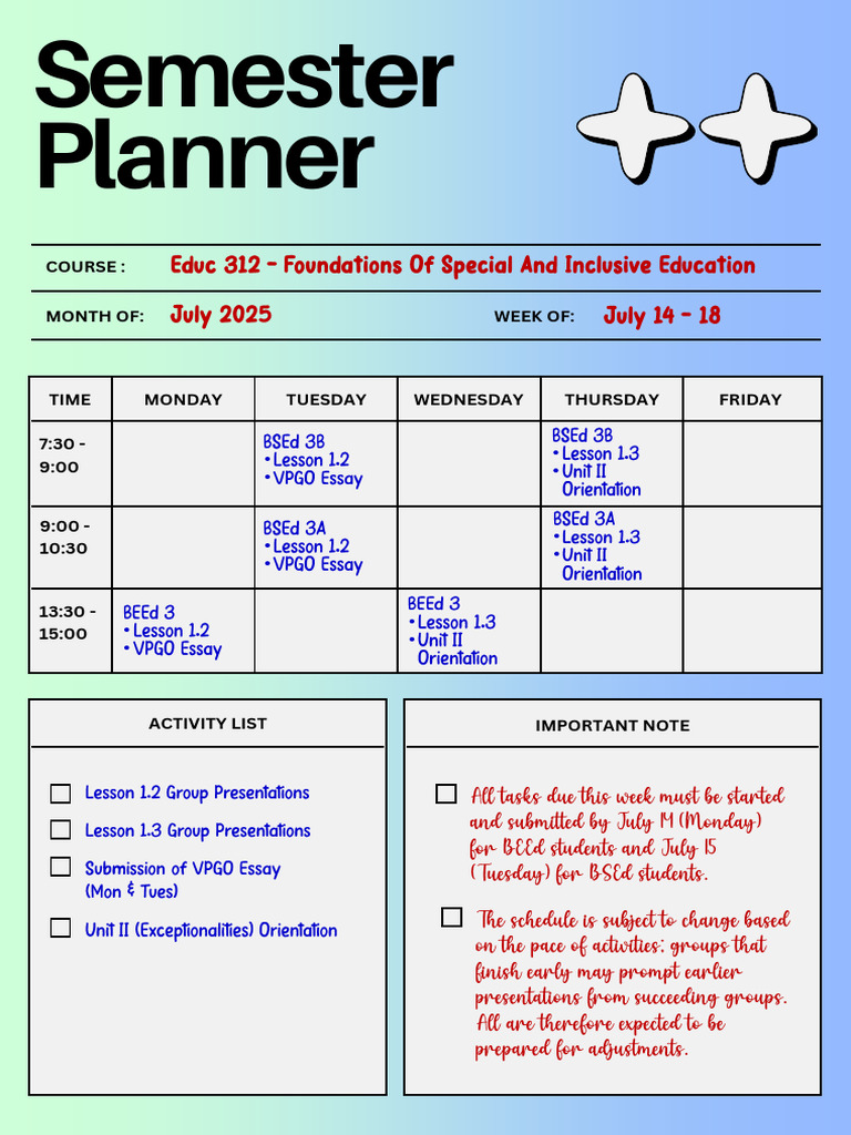 Semester Planner | PDF