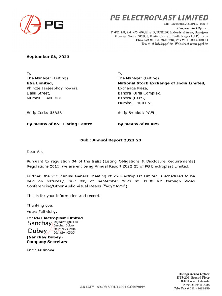 PG Electroplast Annual Report 2022-23 | PDF | Brand | Business