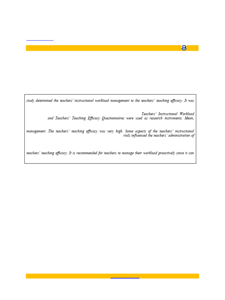 Impact of Workload on Teaching Efficacy | PDF | Self Efficacy | Teachers