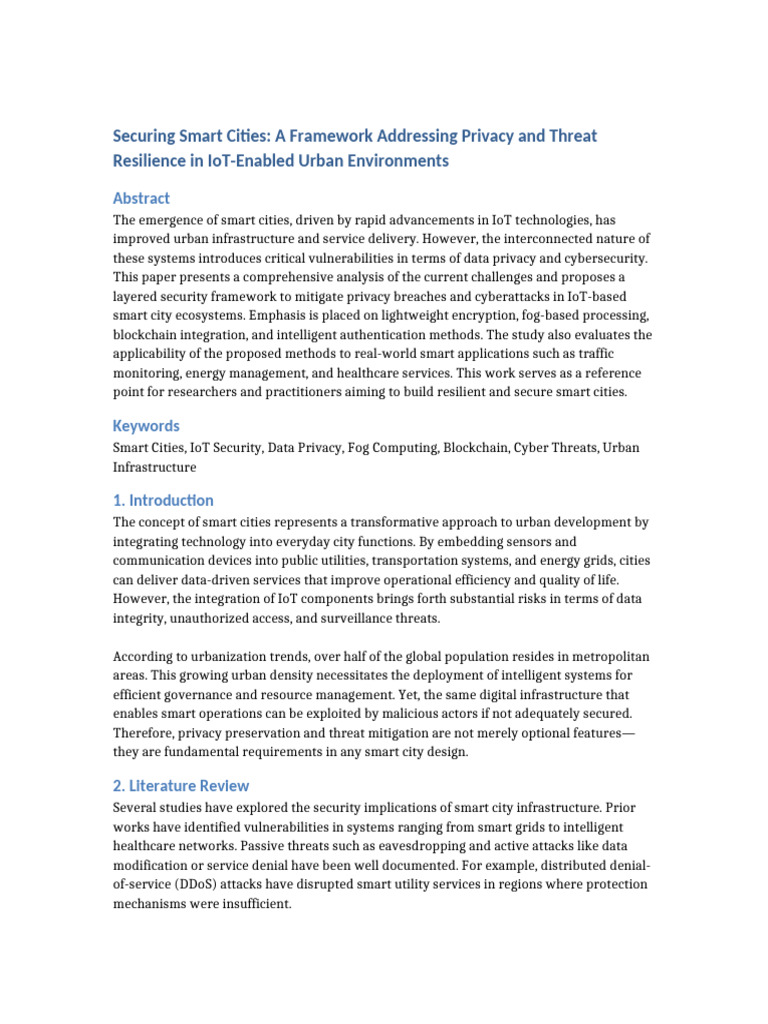 Smart City IoT Security Framework | PDF | Computer Security | Security