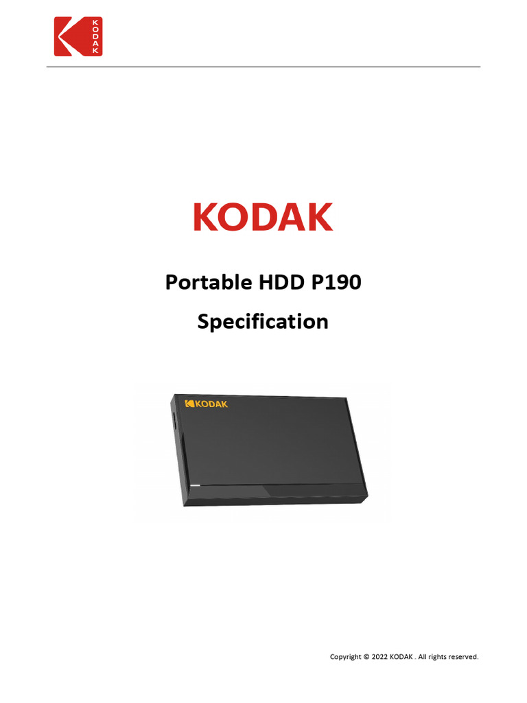 Kodak Portable HDD P190-2024EN | PDF