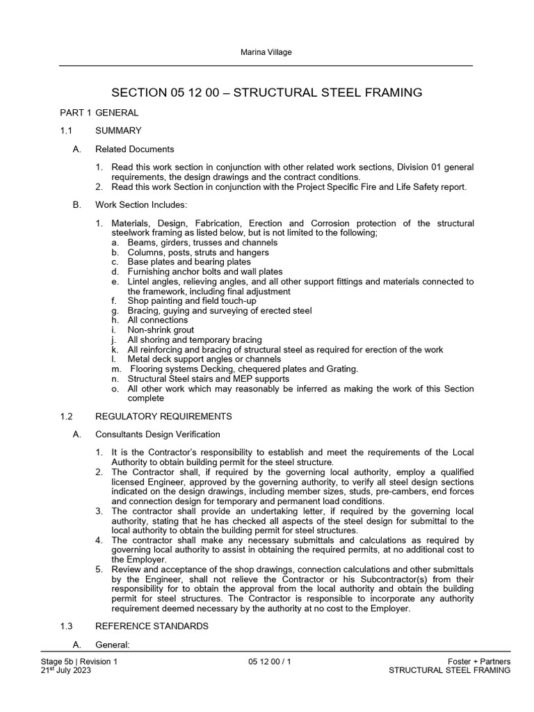 Section 05 12 00 - Structural Steel Framing | PDF | Structural Steel ...