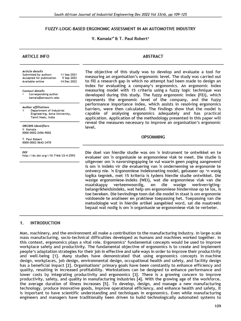 Fuzzy Logic Ergonomic Assessment Tool | PDF