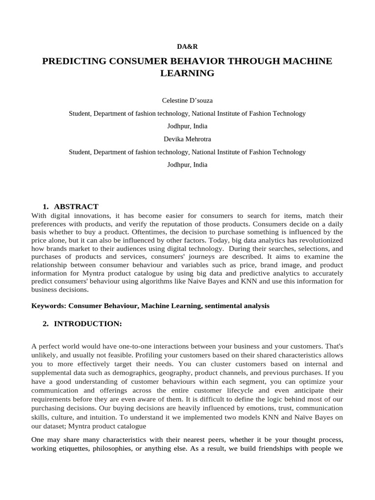 Predicting Consumer Behavior with ML | PDF | Statistical Classification ...