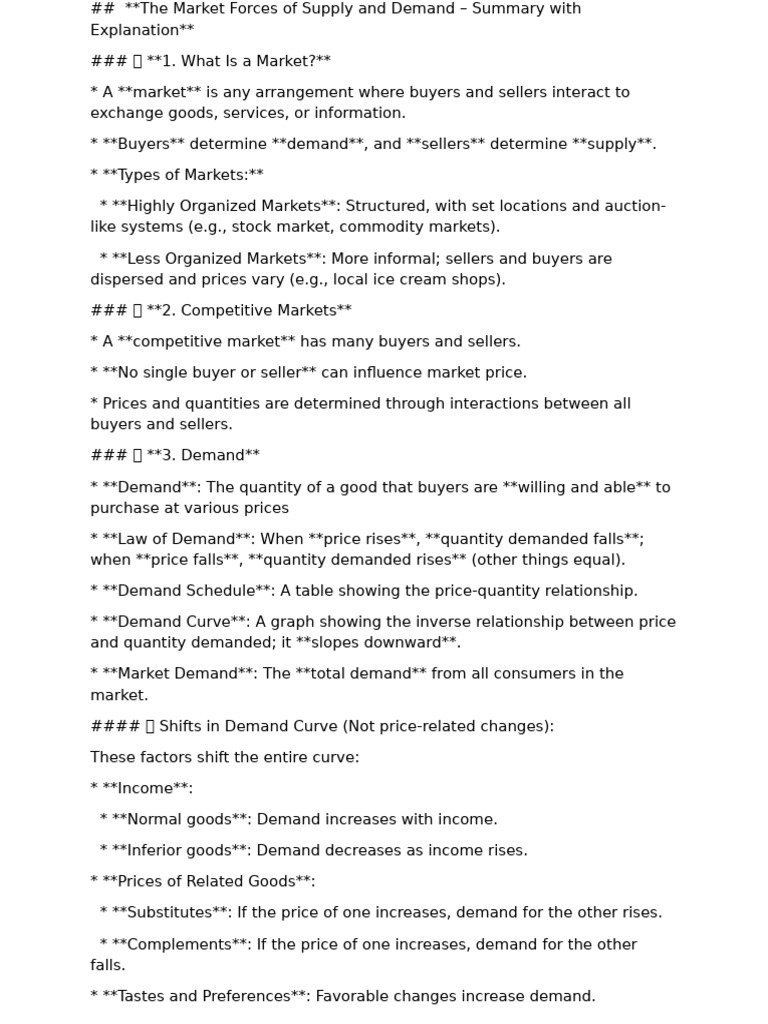 Market Forces of Supply and Demand Explained | PDF | Demand | Supply ...