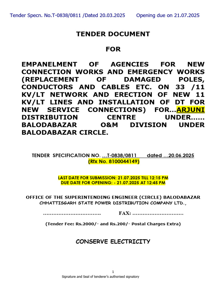 Tender for Electrical Connection Works | PDF | Insulator (Electricity ...