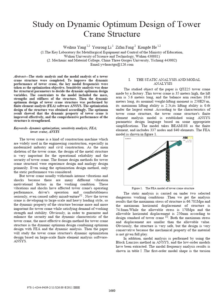 Study On Dynamic Optimum Design of Tower | PDF | Mathematical ...