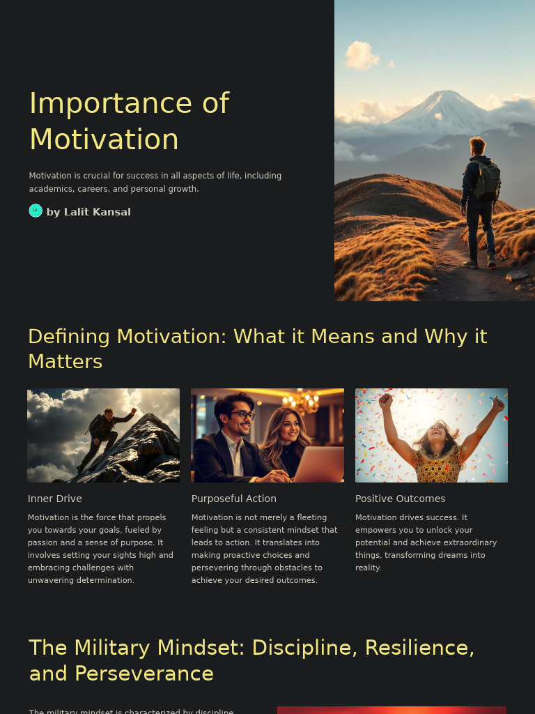 Motivation and Military Lessons for Success | PDF | Psychological ...