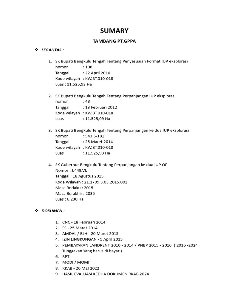 Legalitas dan Cadangan Tambang GPPA | PDF