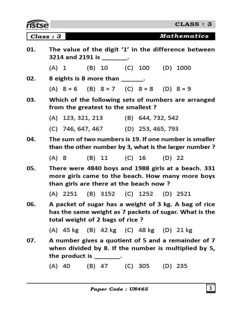 CL 3 NSTSE-2021-Paper 465 | PDF | Earth | Plants