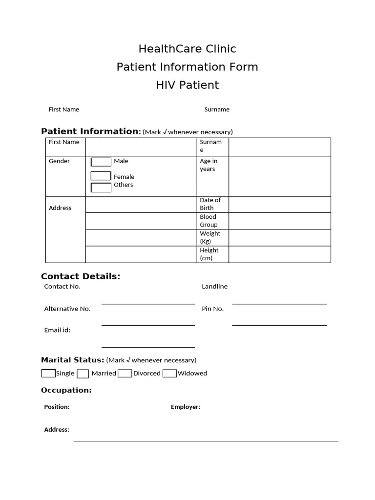 HIV Patient Information Form | PDF