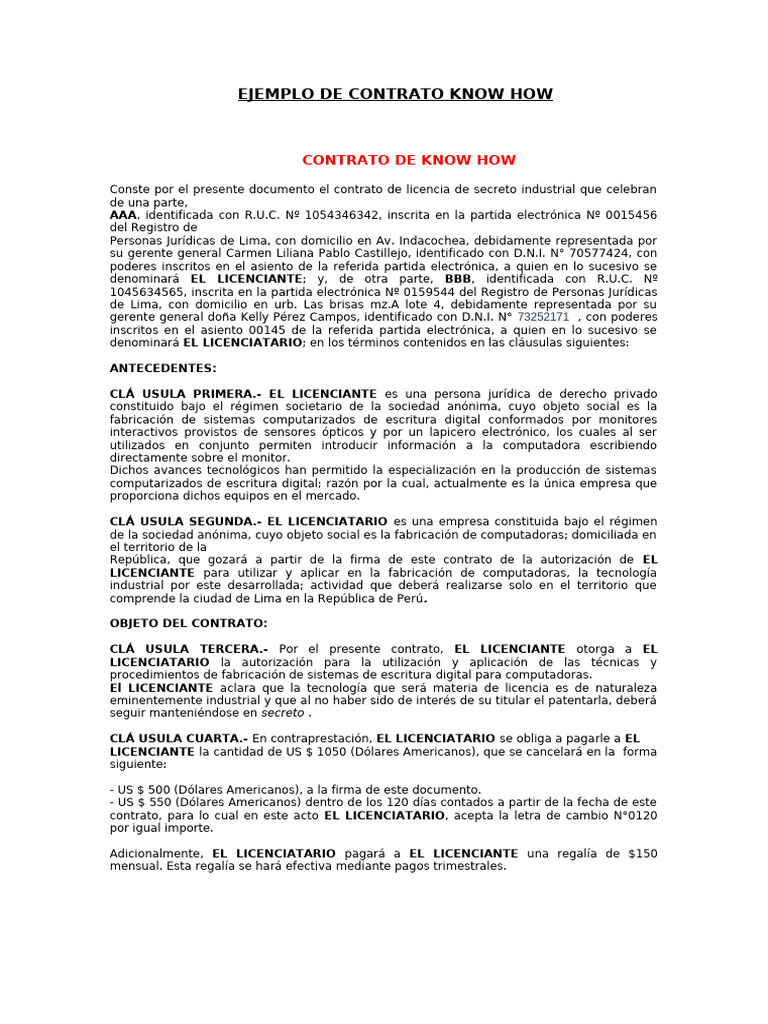 Contrato de Licencia de Know How | PDF | Arbitraje | Pago de regalías