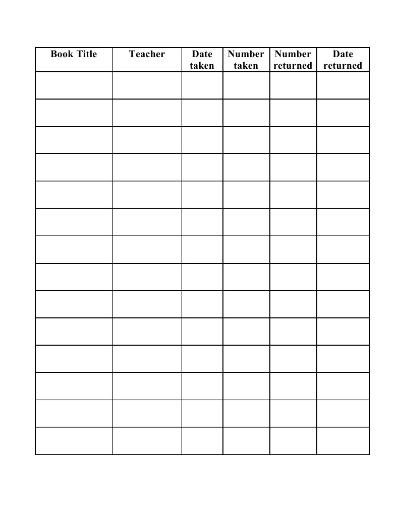 Book Sign Out List | PDF