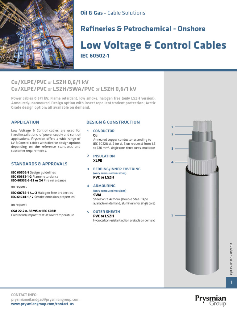 Low Voltage & Control Cables Overview | PDF | Electricity | Materials