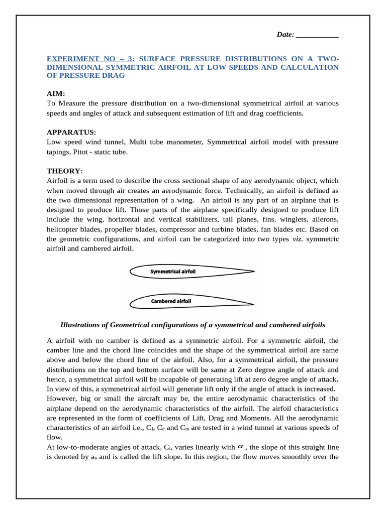 Pressure Distribution on Symmetric Airfoil | PDF | Airfoil | Lift (Force)