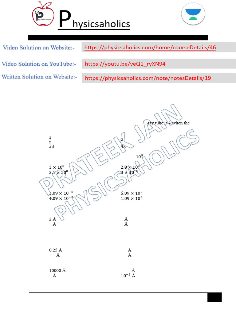 X-Ray Physics Practice Questions | PDF | X Ray | Vacuum Tube