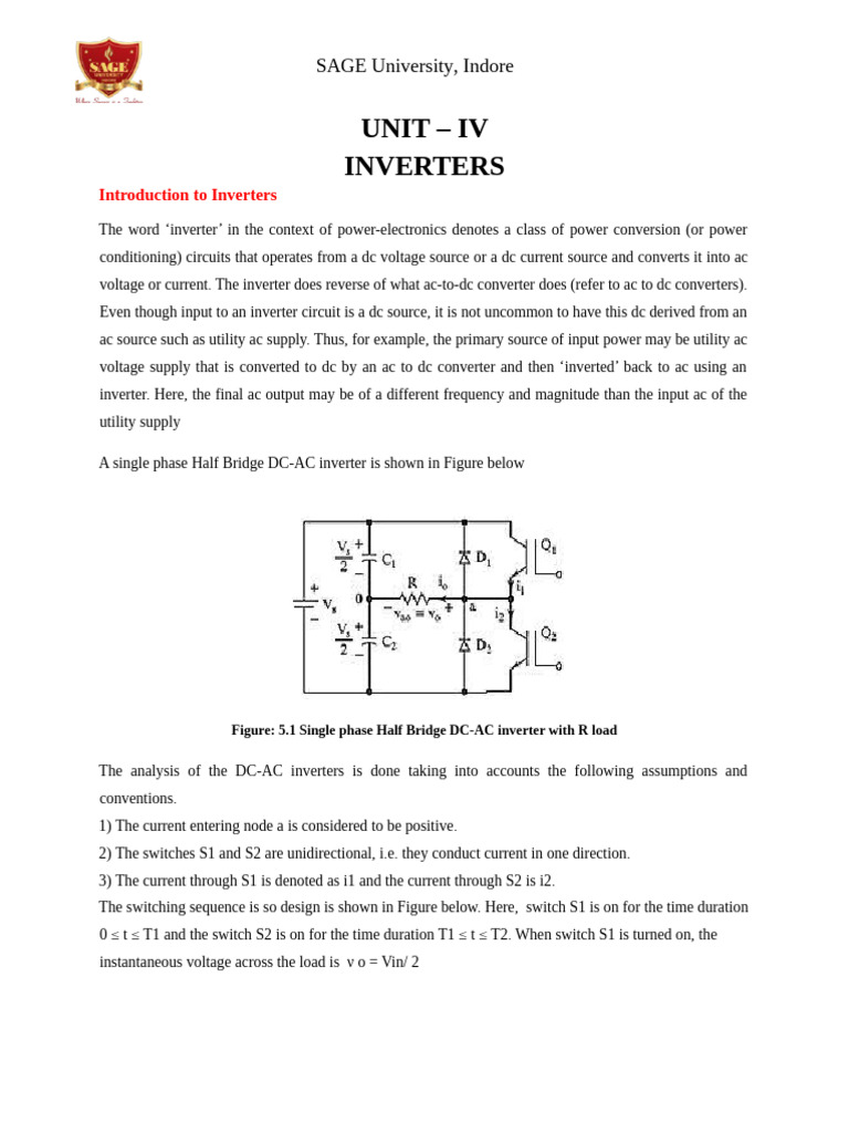 Power Electronics Digital Notes Unit-3 | PDF | Power Inverter | Capacitor