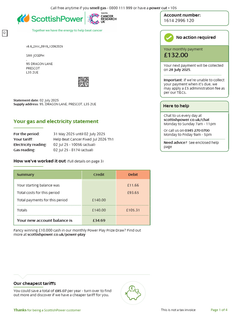ScottishPower Gas and Electricity Statement | PDF | Fuels