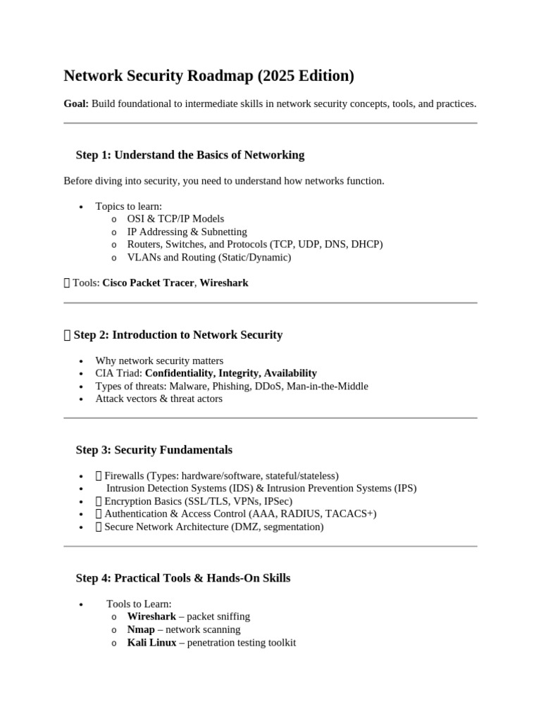 Network Security Roadmap 2025 Guide | PDF | Security | Computer Security