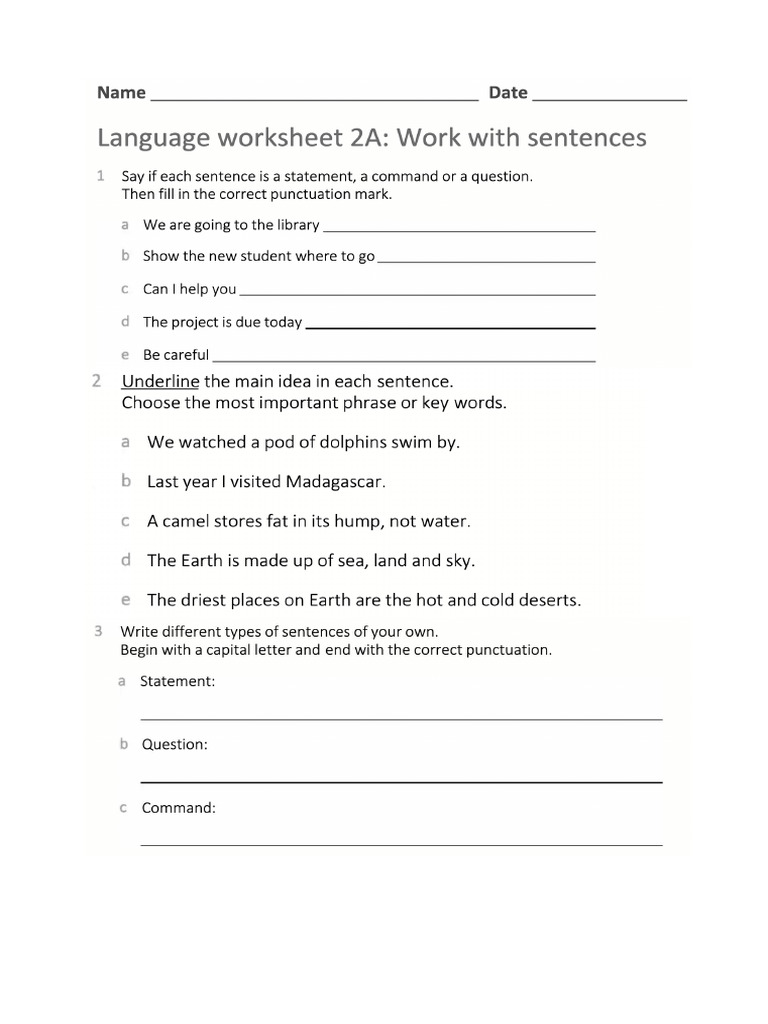 2 Language Worksheet | PDF