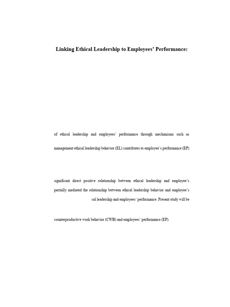 Ethical Leadership and Employee Performance | PDF | Structural Equation ...
