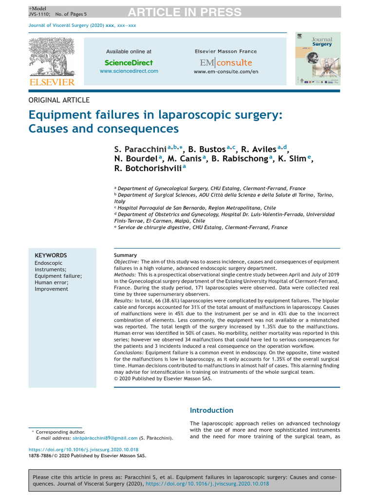 Equipment Failure in Surgery | PDF | Clinical Medicine