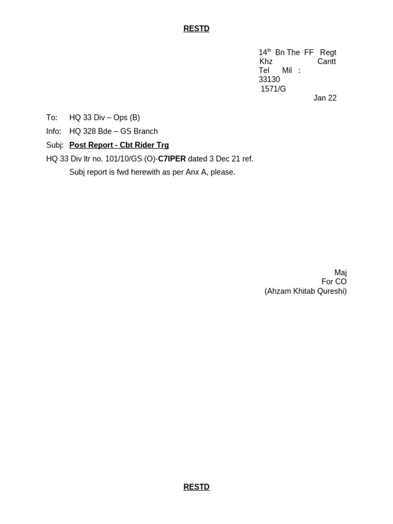 Post Report CBT Rider TRG | PDF