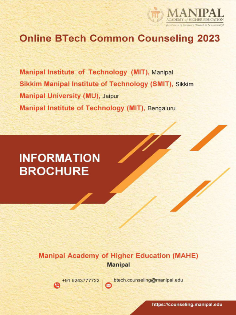 Manipal BTech Counseling 2023 Guide | PDF