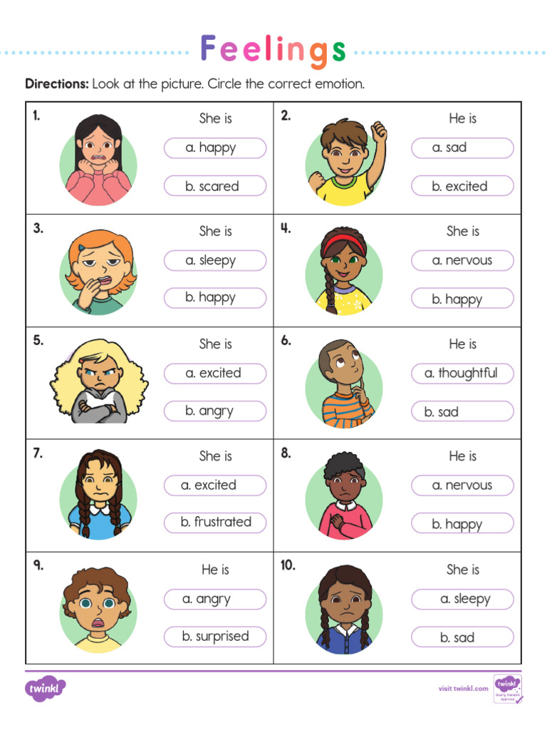 Extra Work - Feelings Worksheet | PDF, image size:768x1024
