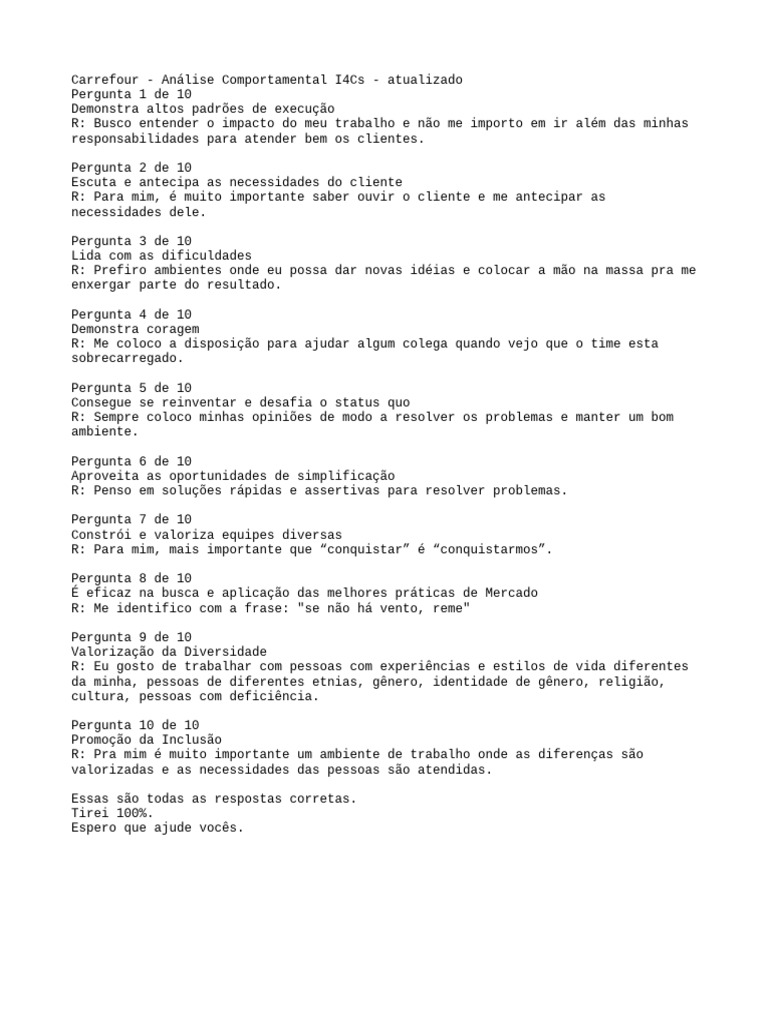 Análise Comportamental I4Cs Carrefour | PDF