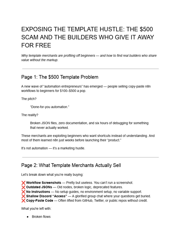 Avoid $500 Template Scams: Learn Automation Free | PDF | Information ...
