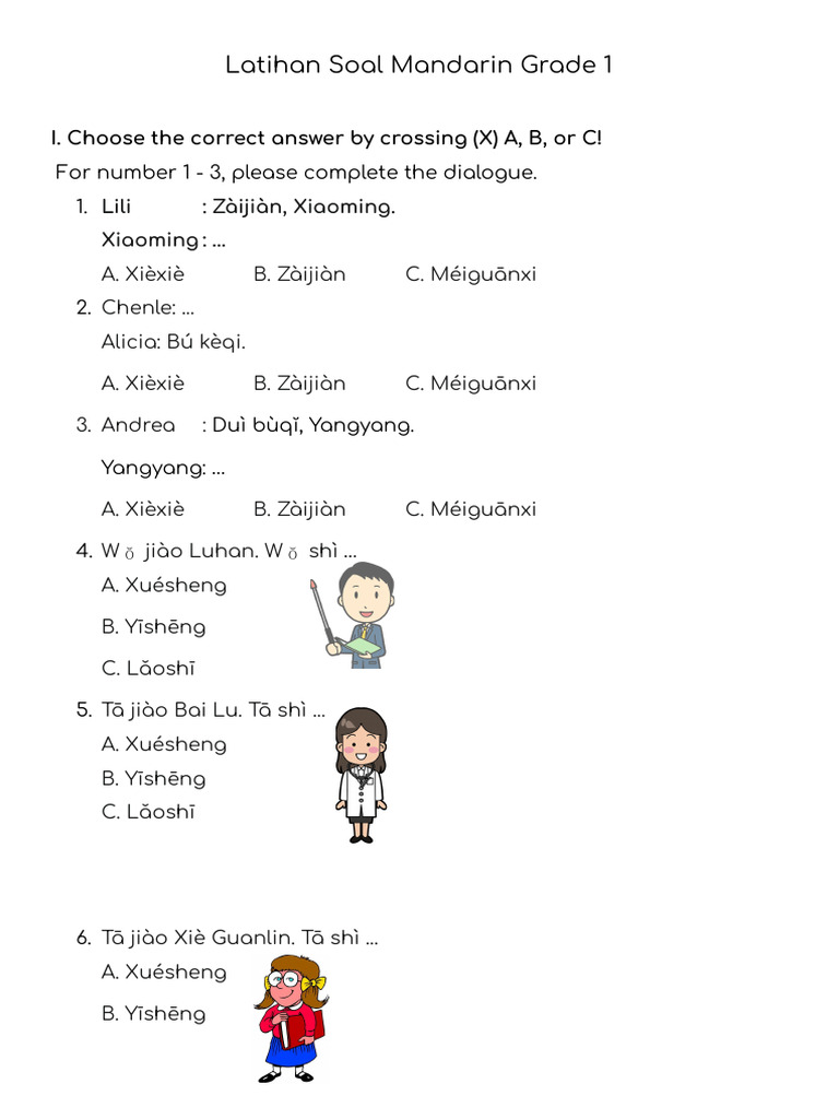 Latihan Soal Mandarin Grade 1 | PDF | Chess Theory | Chess