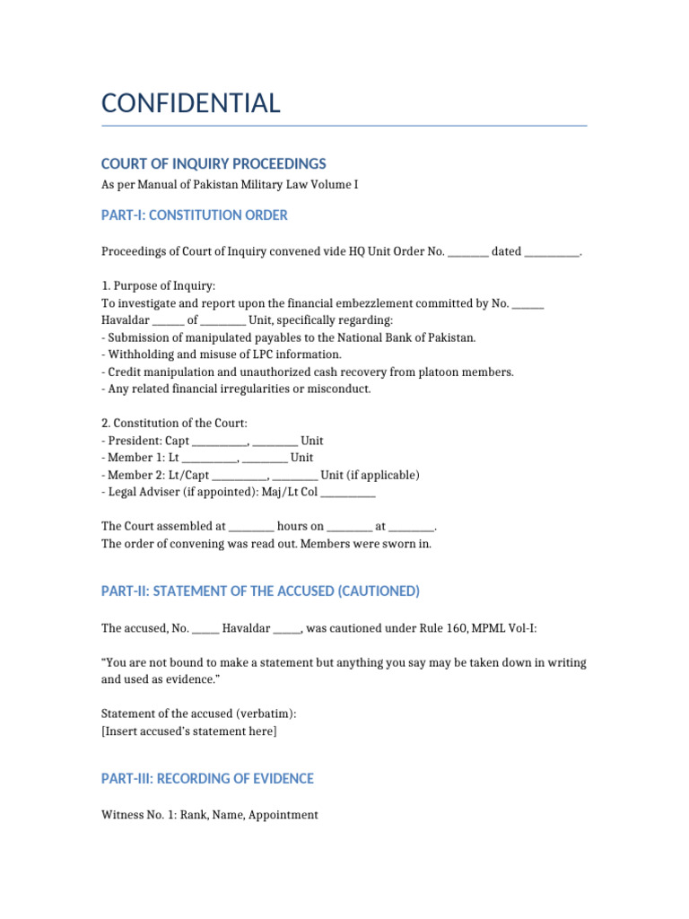 Military Court Inquiry on Embezzlement | PDF | Justice | Crime & Violence