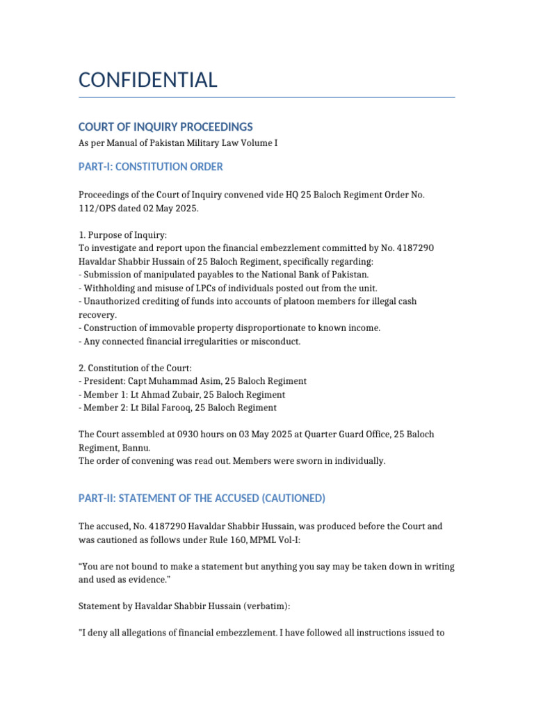 Court Inquiry on Embezzlement Case | PDF
