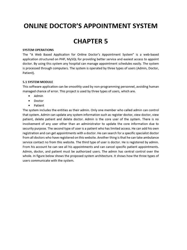 Online Doctor's Appointment System 05 | PDF | Information Technology ...