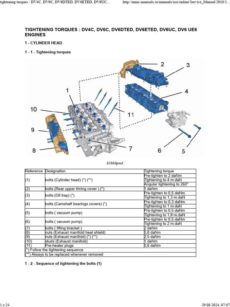 DV6 Engine Torque Specifications | PDF | Fuel Injection | Belt (Mechanical)